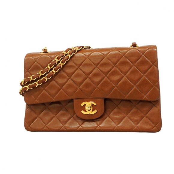 Chanel Matelasse Shoulder Bag with Double Flap and Chain, Lambskin, Brown, Wo... - Picture 1 of 16